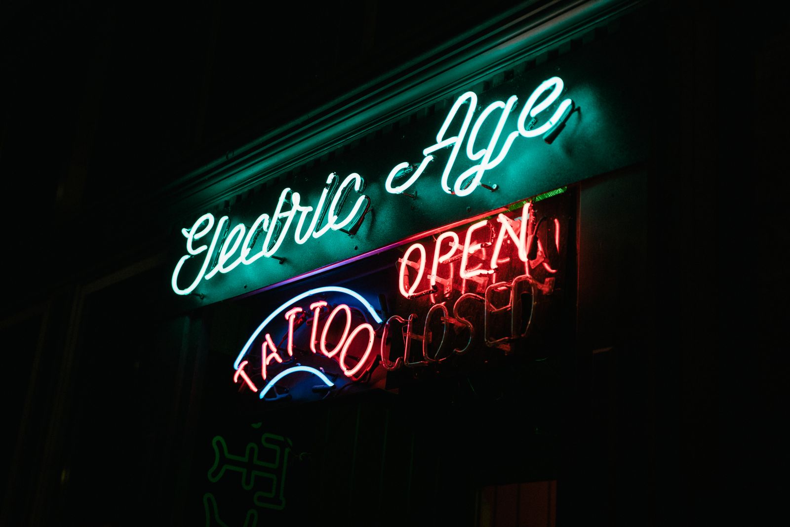 Corporate and retail neon storefront sign