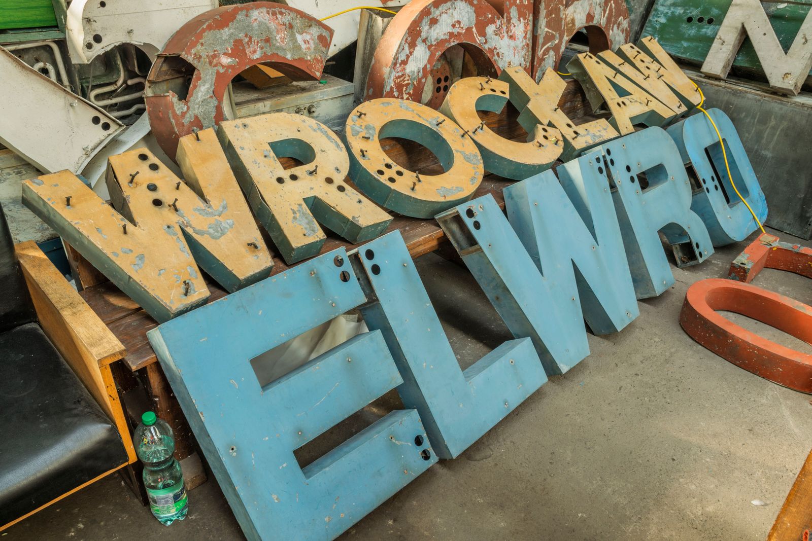 Vintage neon letters awaiting restoration