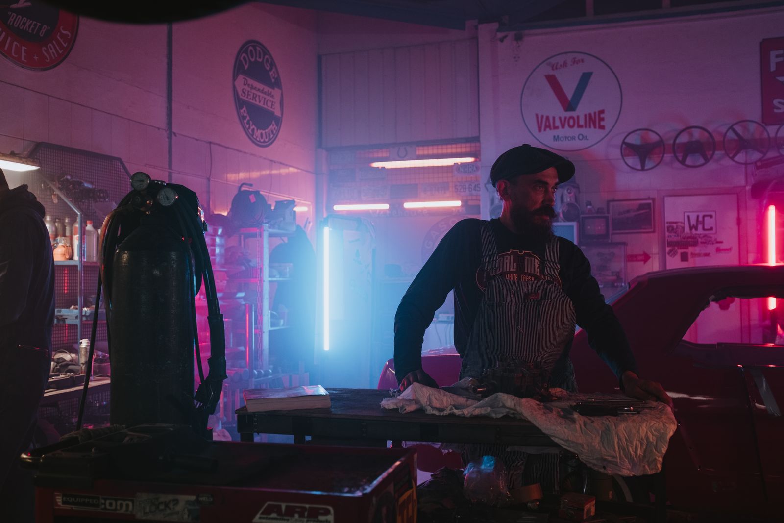Neon studio workbench at Atlantic Neon in Somersworth, NH